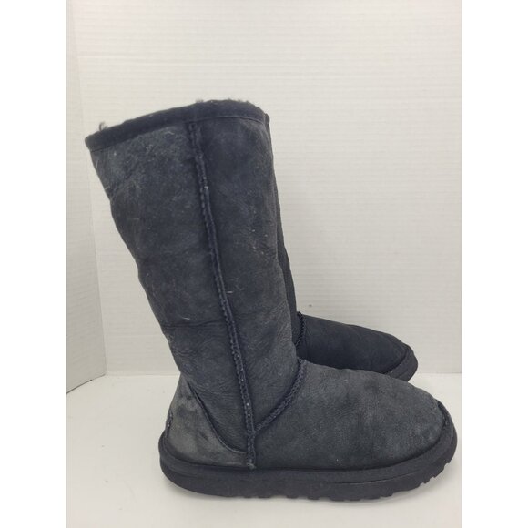 UGG Women's Australia Tall Sheepskin Suede Boots Black Style 5815 Size 5 EU 36 - Picture 8 of 15